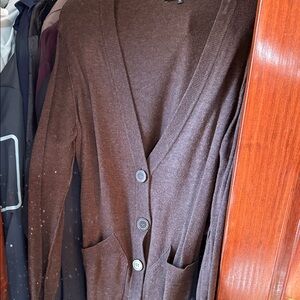 Express Brown V-Neck Button Cardigan